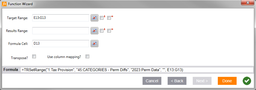 Screen capture showing how to set the target range.
